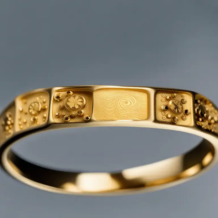 Visual representation of "hallmark" - A mark stamped on articles of gold, silver, or platinum in Britain, certifying their standard of purity
