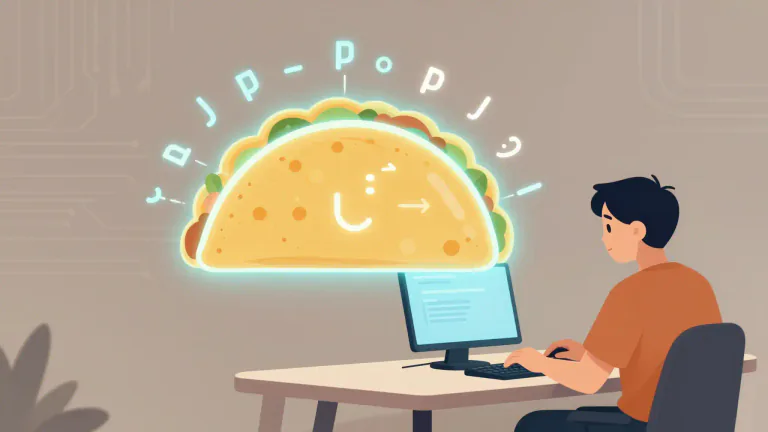 Visual representation of "taco" - A term used in computer programming to mean a specific kind of meta-syntax notation.