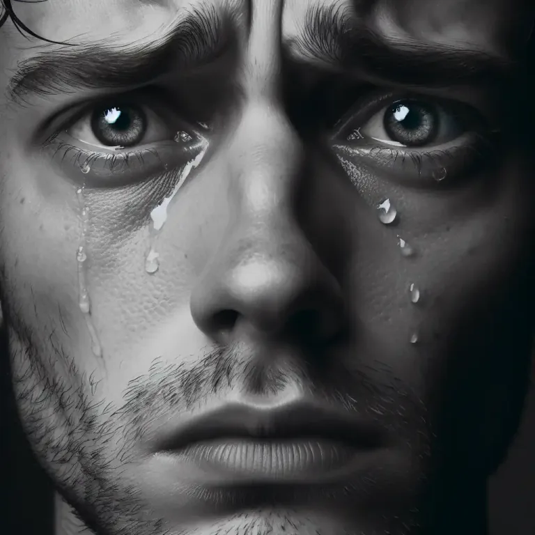 Visual representation of "tearful" - Showing sorrow or pain
