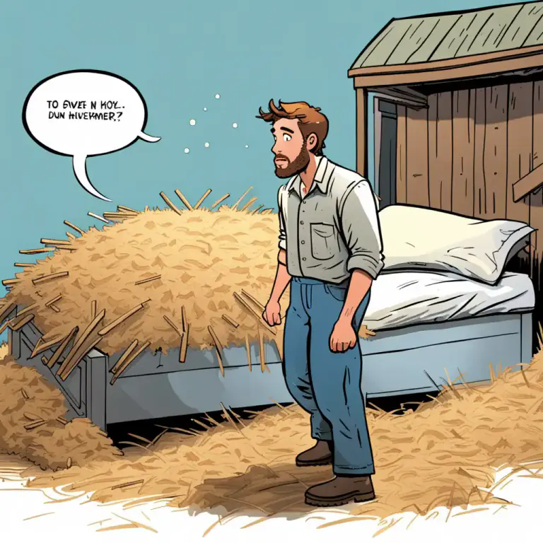 Visual representation of "hit the hay/sack" - To go to bed or to sleep.