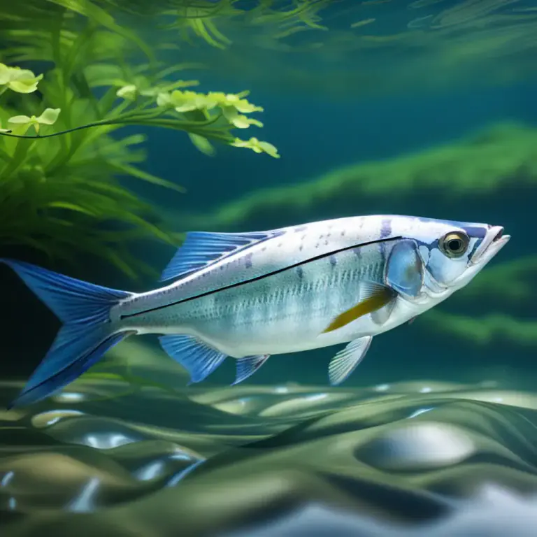 Visual representation of "skipjack" - A North American freshwater fish with a bright silvery-blue body.