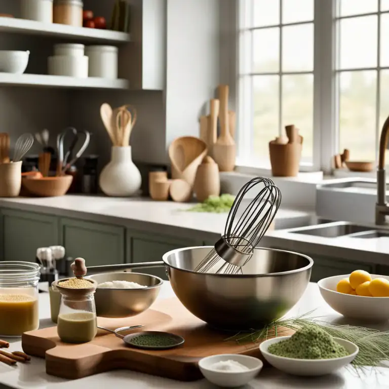 Visual representation of "whisk" - A kitchen tool that is usually a wire-like shape, used to whip ingredients together.