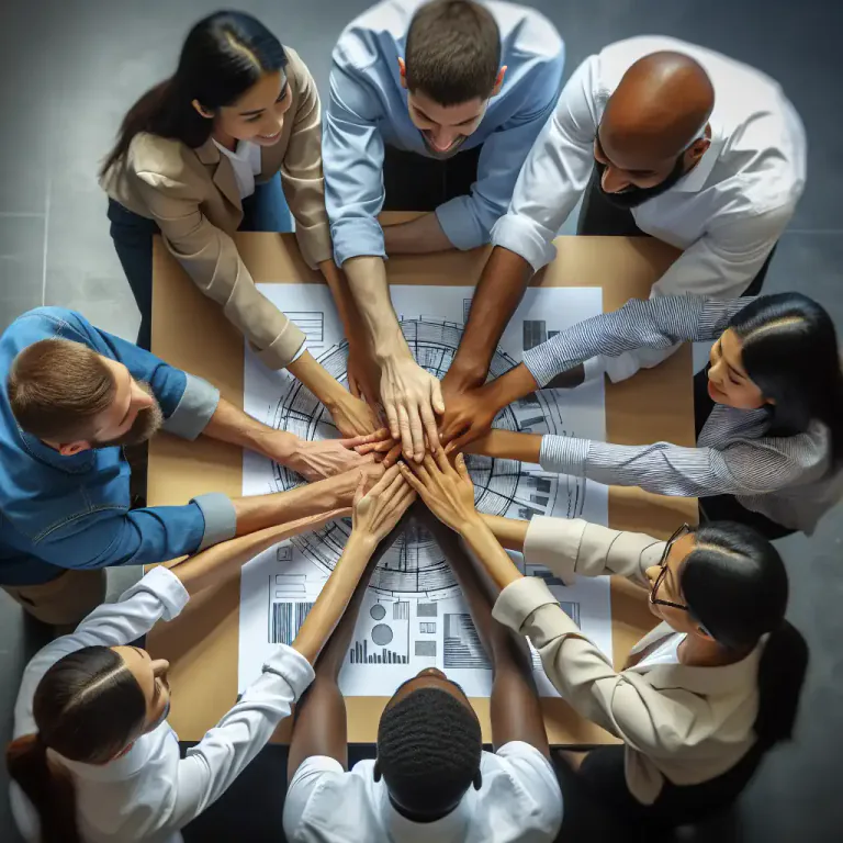 Visual representation of "unite" - To agree and work together for a shared purpose.