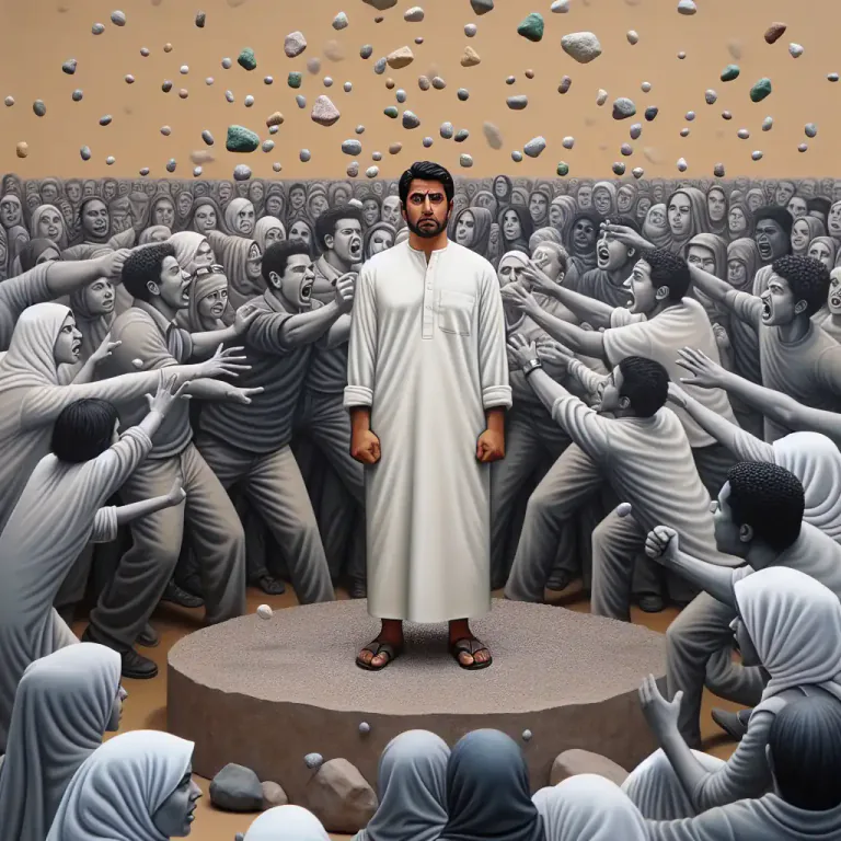 Visual representation of "stone" - To throw stones at someone or something, usually as a form of punishment