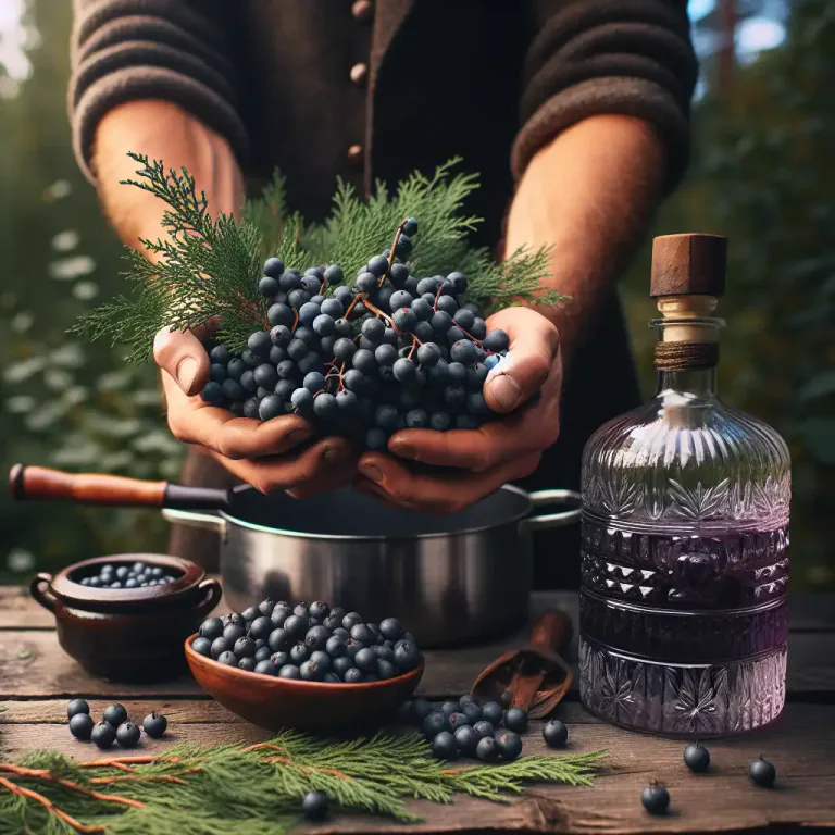 Visual representation of "juniper" - The berries produced by a juniper tree, used in making gin and in cooking.