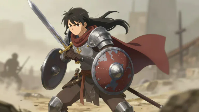 Visual representation of "warrior" - A person who fights in battles and is known for having courage and skill