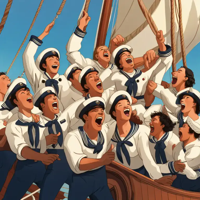 Visual representation of "shanty" - A song sung by sailors while working.