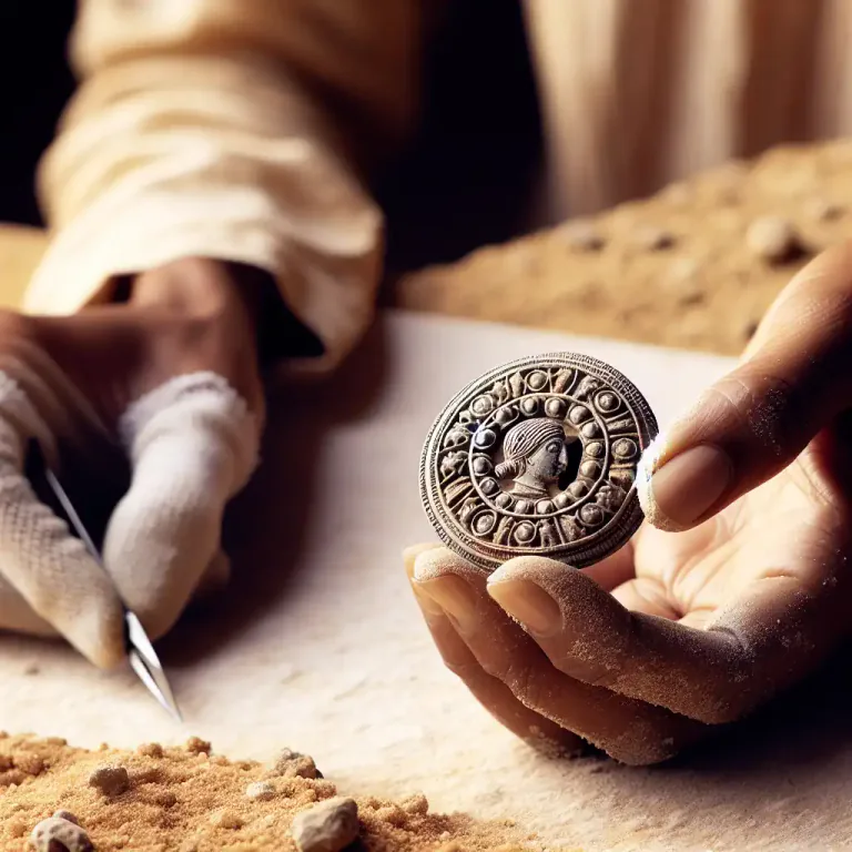 Visual representation of "fibula" - It is a brooch or pin for fastening garments, found in ancient Greeks and Romans.