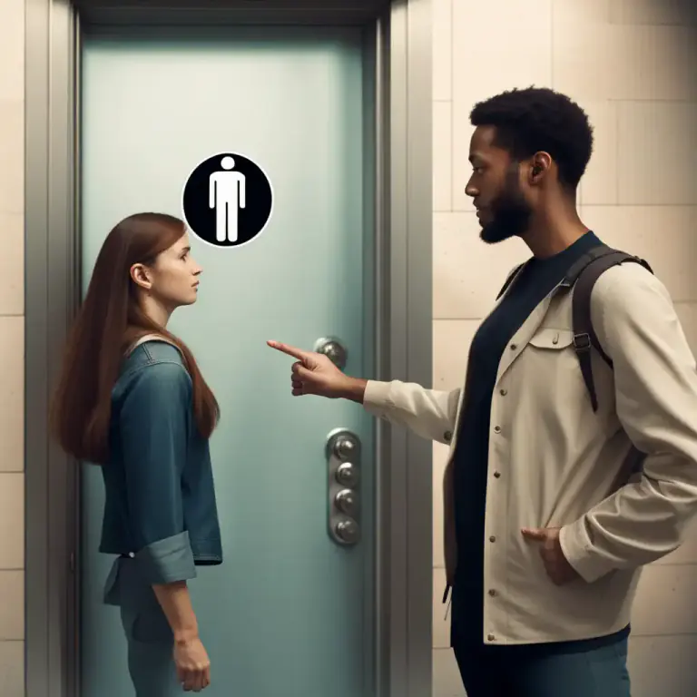 Visual representation of "bathroom" - A word used to diplomatically ask for permission to use the facilities for bodily functions.