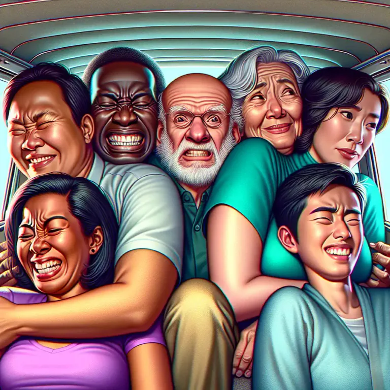 Visual representation of "squeeze" - A situation where people or things are very close together.