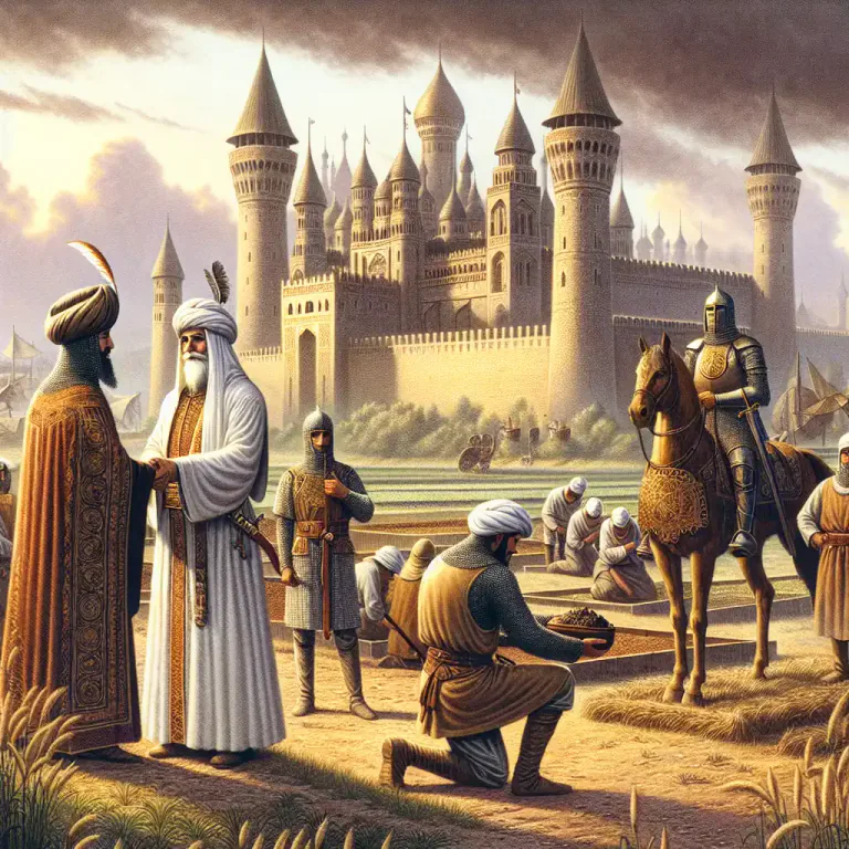 Visual representation of "feudalism" - A system in which people (called vassals) were given land and protection by people of higher rank (called lords), and worked and fought for them in return. This system was widely used in the medieval period.