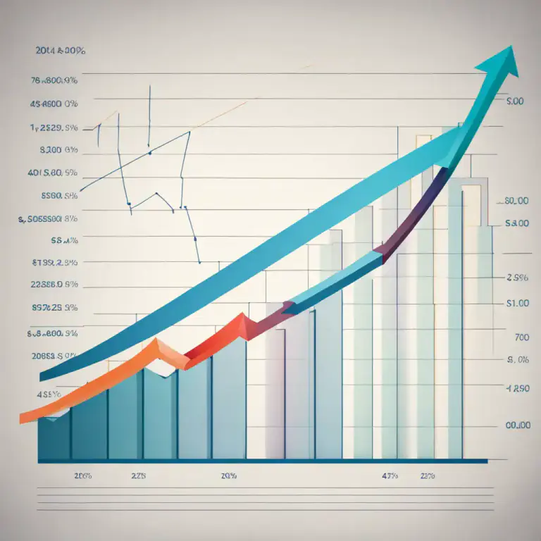 Visual representation of "year on year" - Something growing or decreasing every year.
