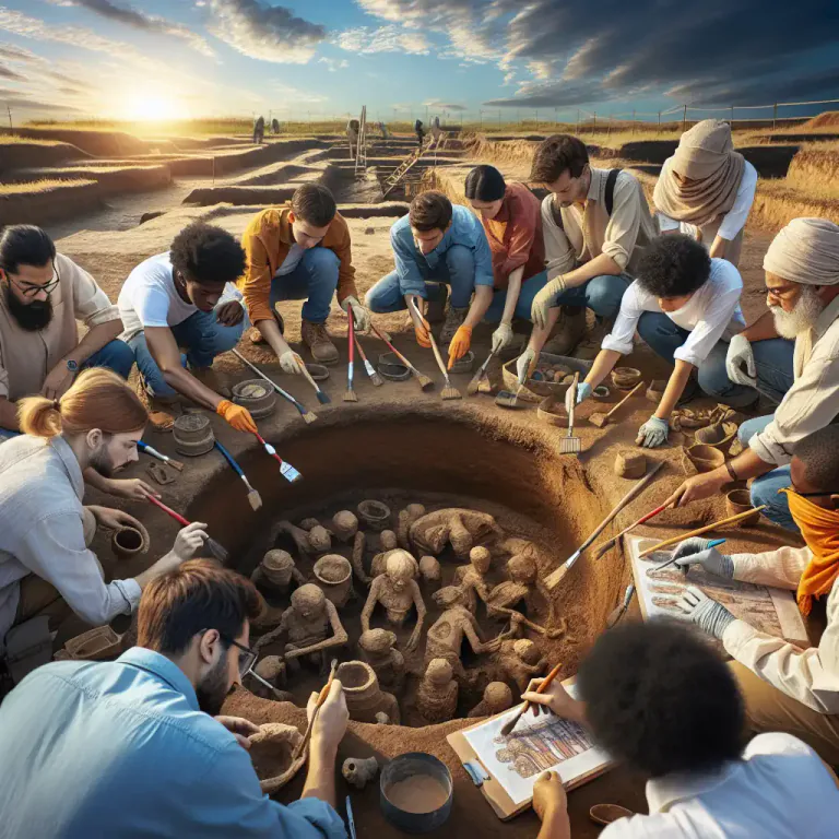 Visual representation of "dig" - An archeological exploration and excavation.