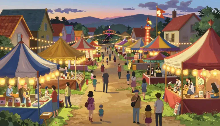 Visual representation of "mela" - A mela is a social gathering or festival typically held in rural areas, often featuring music, dance, food, and cultural activities.
