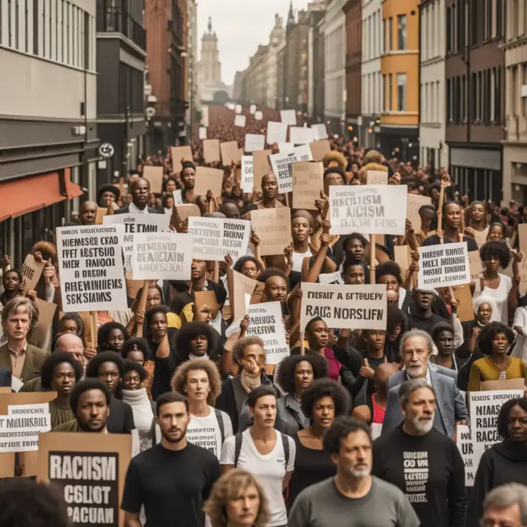 Visual representation of "demonstrate" - To protest or express your opinion in a public way.