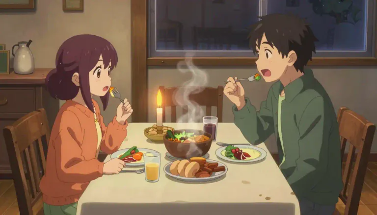 Visual representation of "dine" - To eat a meal, especially dinner