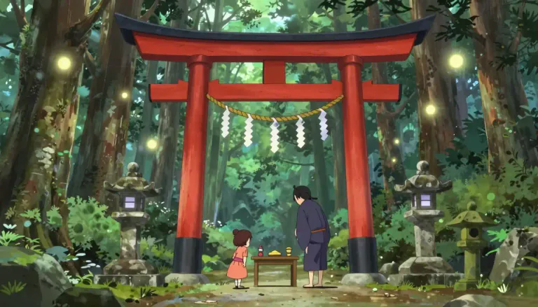 Visual representation of "shinto" - The traditional religion of Japan that involves worshiping nature spirits and ancestors