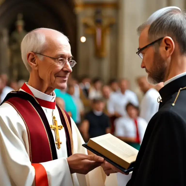 Visual representation of "catechism" - A book or manual containing a summary of principles, especially of religious doctrine, in the form of questions and answers.
