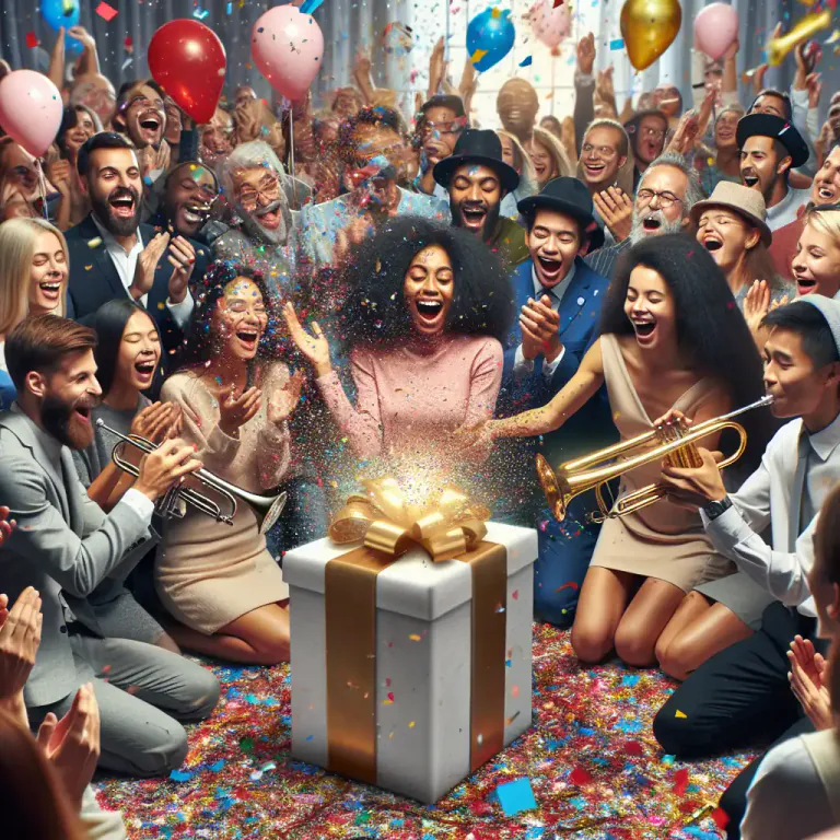 Visual representation of "fanfare" - A showy display or dramatic action used to attract attention or celebrate something.
