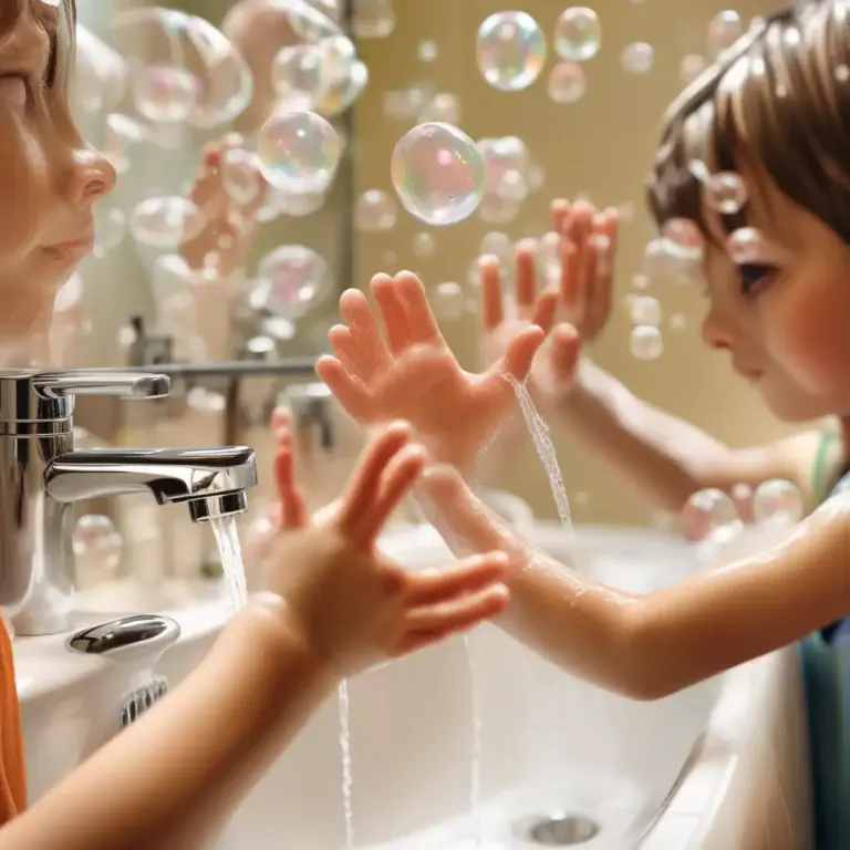 Visual representation of "wash up" - To clean oneself, particularly one's hands and face.