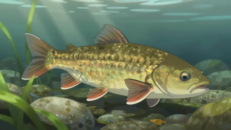 Visual representation of "ged" - a European river fish with a cylindrical, olive-brown body