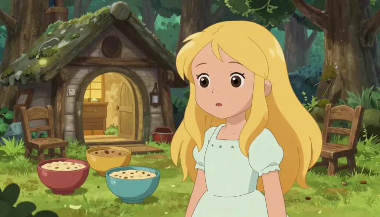 Visual representation of "goldilocks" - The main character in a fairy tale (Goldilocks and The Three Bears) who is known for her golden hair