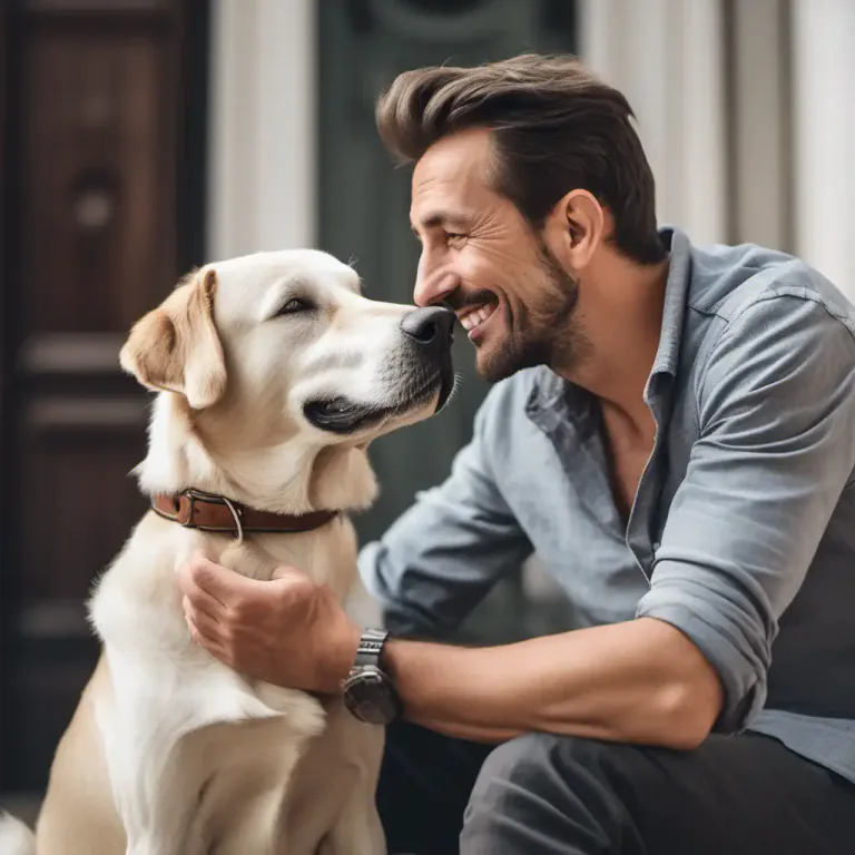 Visual representation of "man’s best friend" - A way to describe a dog, suggesting that a dog is a faithful and good companion to people.