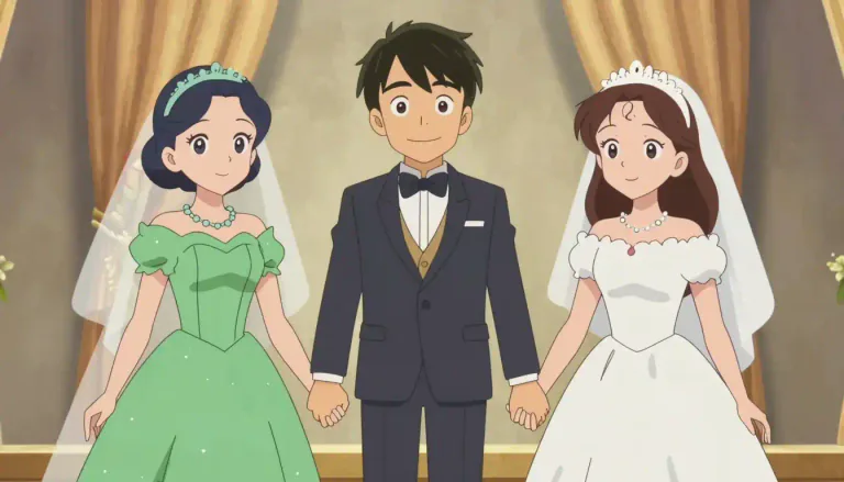 Visual representation of "polygamy" - The practice or custom of being married to more than one person at the same time.