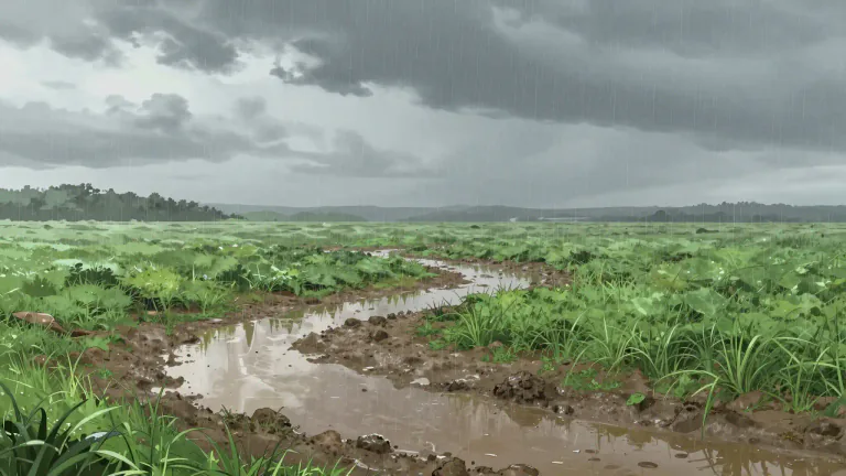 Visual representation of "sodden" - Extremely wet.