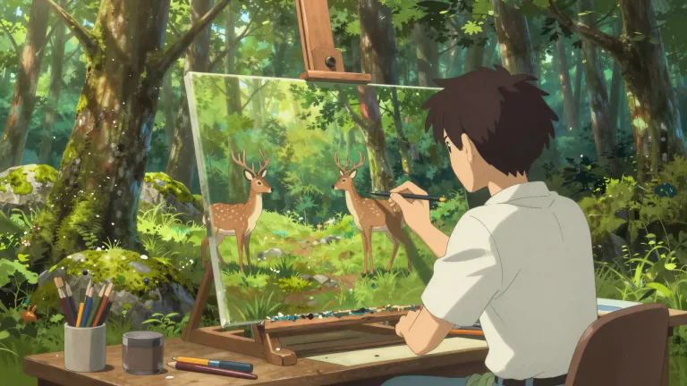 Visual representation of "mimesis" - The act of imitating or copying, especially in art or literature.