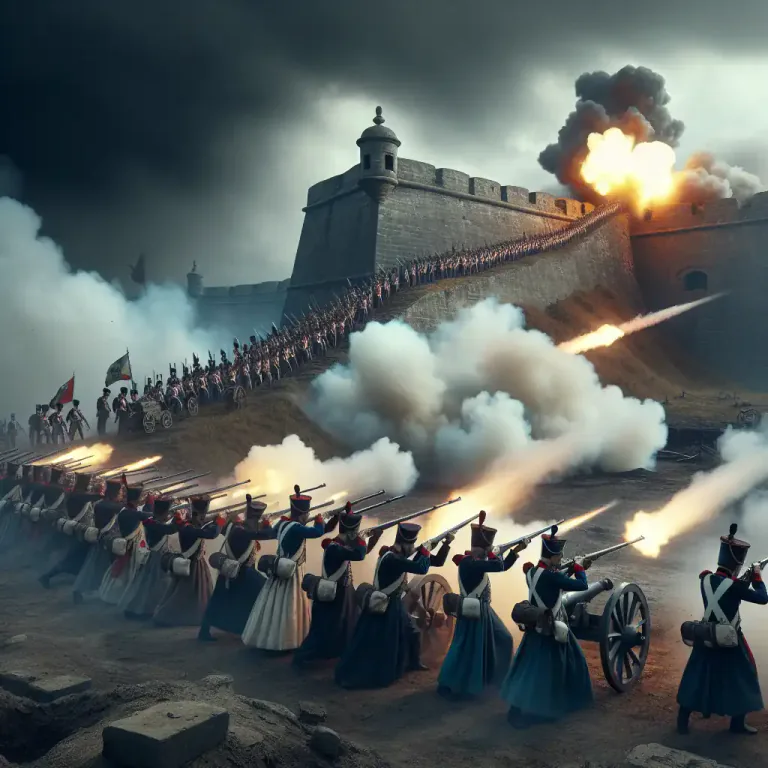 Visual representation of "cannonade" - To fire many cannons at the same time, over a continuous period.