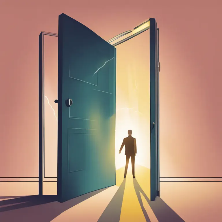 Visual representation of "open doors for somebody" - To create opportunities or possibilities for somebody