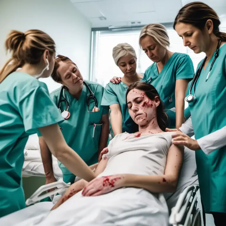 Visual representation of "hospitalize" - To put someone in a hospital because they are too ill or injured to care for themselves.