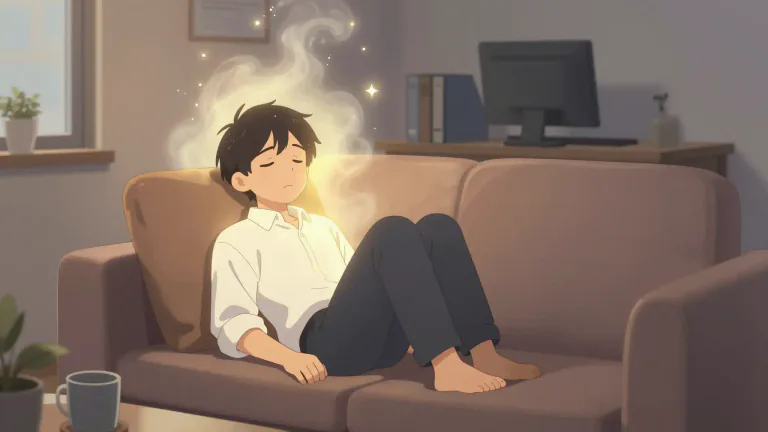 Visual representation of "lighten up" - To become less serious or stressful, To relax.