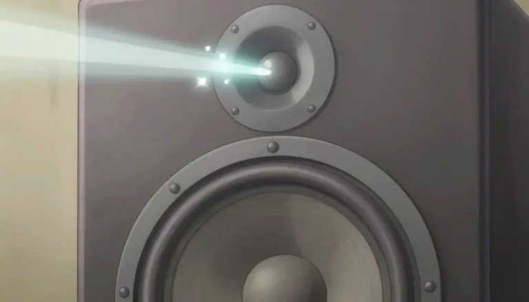 Visual representation of "tweeter" - A device in a sound system that produces the high sounds