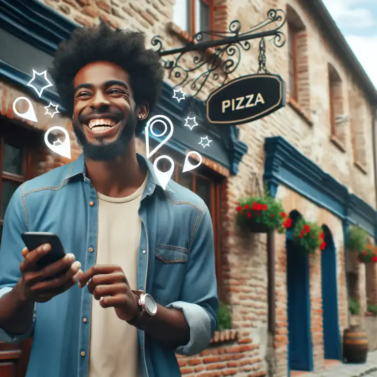 Visual representation of "yelp" - An online business directory where people can find and review businesses.