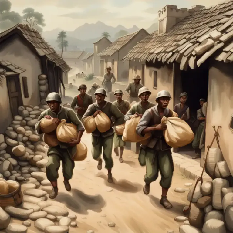 Visual representation of "forage" - To strip a place of food or supplies by raiding