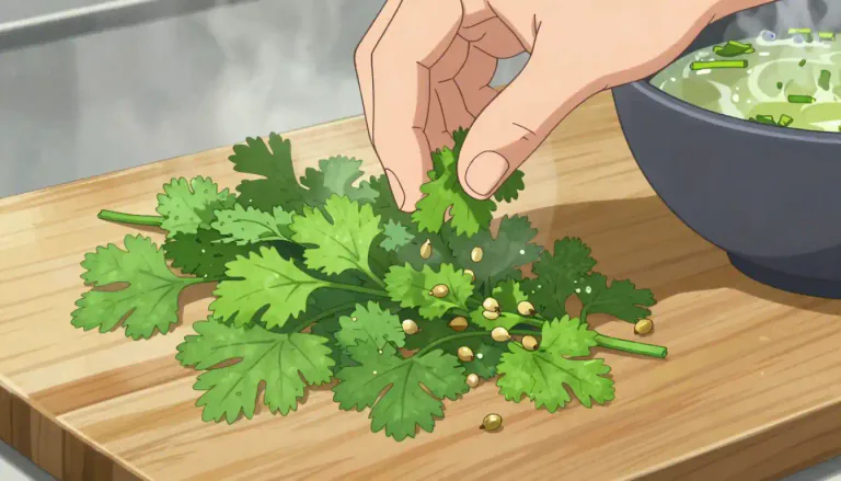 Visual representation of "coriander" - A herb that is used as a spice in cooking.