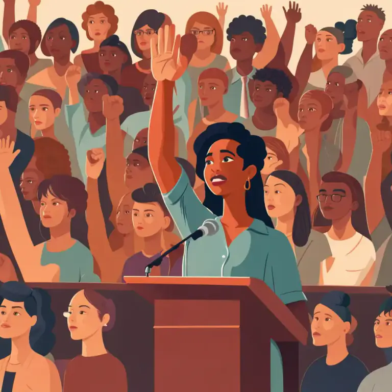 Visual representation of "egalitarian" - A person who promotes equality among all people.
