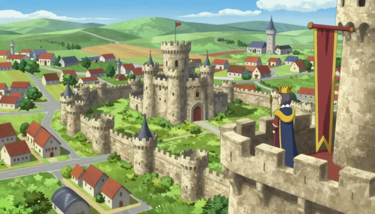 Visual representation of "kingdom" - The territory or region ruled by a king or queen