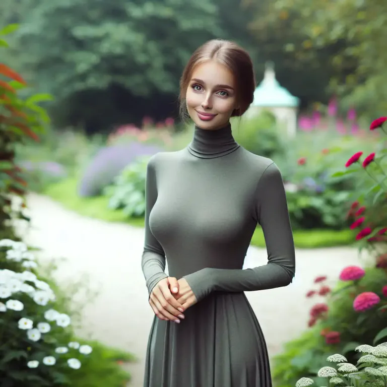 Visual representation of "demure" - Designed to be modest and not show too much skin or form.