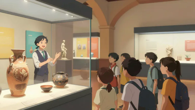 Visual representation of "docent" - A person who leads tours and provides information in museums, zoos, or other places of interest.