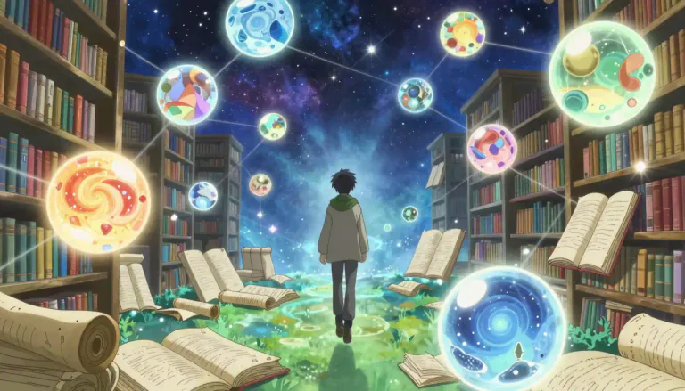 Visual representation of "akashic" - Relating to the supposed records of every event and thought in the universe, stored in a metaphysical plane.