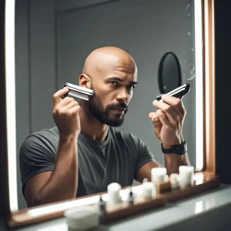 Visual representation of "razor" - To shave or cut something with a razor.