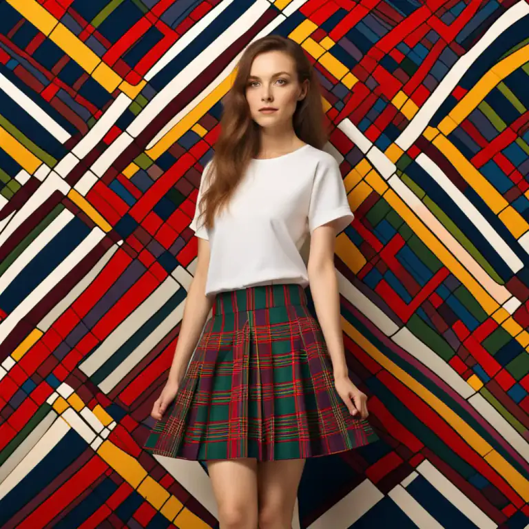 Visual representation of "plaid" - Having a pattern of intersecting colored lines, like on Scottish tartans.