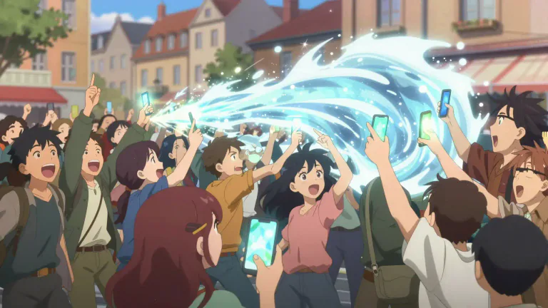 Visual representation of "furore" - A sudden and intense wave of enthusiastic interest or excitement among a group of people