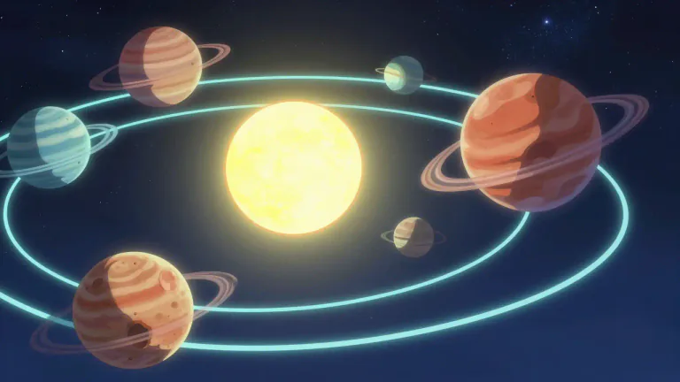 Visual representation of "planetary" - Of or like a planet; moving in an orbit.