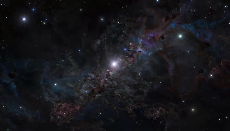 Visual representation of "interstellar" - Happening or located between the stars
