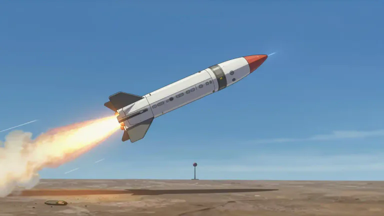 Visual representation of "missile" - An object that is fired, thrown or projected to hit something far away.