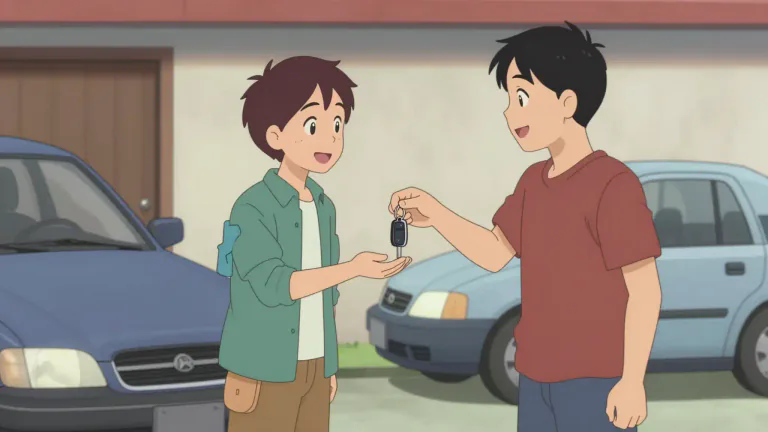 Visual representation of "lend" - To give something to someone for a short time, expecting it to be given back.